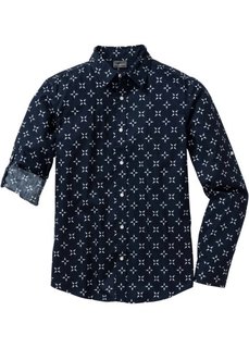 Рубашка Slim Fit с длинным рукавом (белый с рисунком) Bonprix