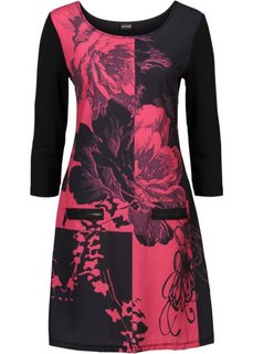 Трикотажное платье с молниями (черный/белый с узором) Bonprix