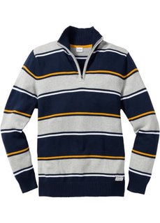 Пуловер Regular Fit с воротником-стойкой (синий джинсовый) Bonprix