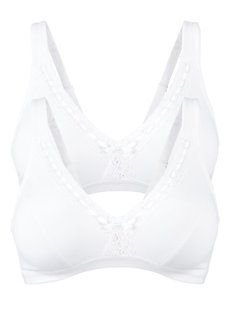 Бюстгальтер без косточек (2 шт.), чашка D (2х белый) Bonprix