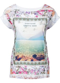 Футболка (белый/синий) Bonprix