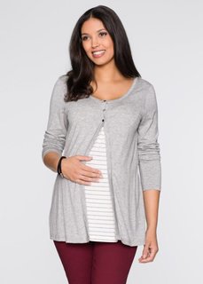 Мода для беременных: футболка с функцией кормления (светло-серый в полоску) Bonprix