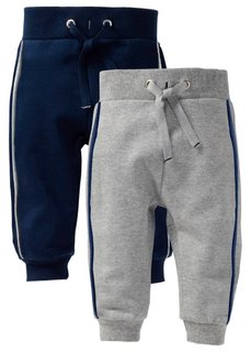 Трикотажные брюки (2 шт.) (светло-серый меланж/темно-сини) Bonprix