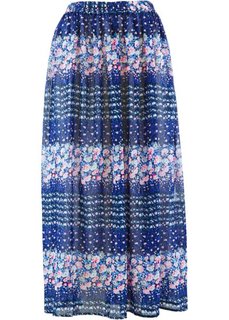 Шифоновая юбка с цветочным принтом (серо-коричневый с рисунком) Bonprix