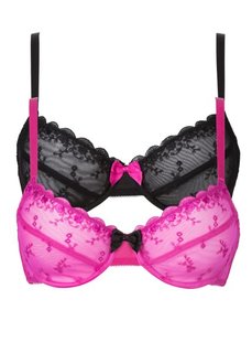 Бюстгальтер (2 шт.), чашка D (черный + нежно-розовый) Bonprix