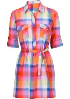 Клетчатое платье (кристально-синий/цвет белой ше) Bonprix