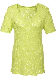 Ажурный пуловер с коротким рукавом (нектариновый) Bonprix
