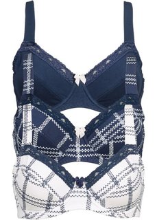 Бюстгальтер (3 шт.), чашка E (с принтом/темно-синий) Bonprix
