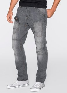 Джинсы Regular Fit Straight, длина (в дюймах) 32 (серый «потертый») Bonprix