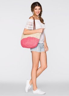 Соломенная сумка Отпускное настроение (натуральный/нежный ярко-розовы) Bonprix