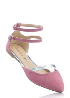 Балетки с ремешками вокруг лодыжки (черный/серебристый) Bonprix