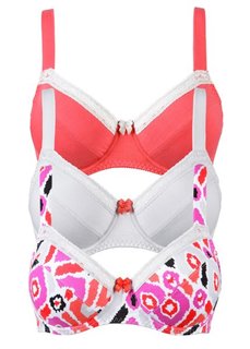 Бюстгальтер (3 шт.), чашка F (с принтом + омаровый + серый) Bonprix