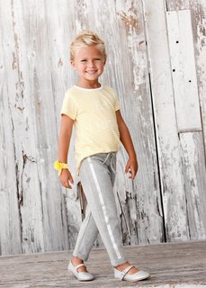 Трикотажные брюки с серебристыми лампасами, Размеры 80-134 (светло-серый меланж) Bonprix