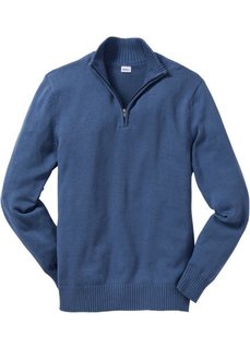 Пуловер Regular Fit с воротником-стойкой (темно-синий в полоску) Bonprix
