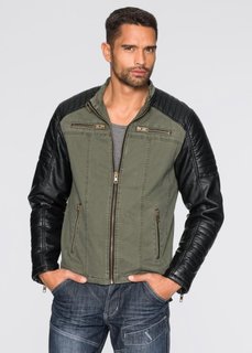 Куртка Regular Fit из искусственной кожи (темно-оливковый) Bonprix
