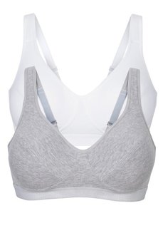 Бюстгальтер без косточек (2 шт.), чашка F (серый меланж + белый) Bonprix