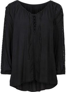 Блузка с кружевными вставками (кремовый) Bonprix