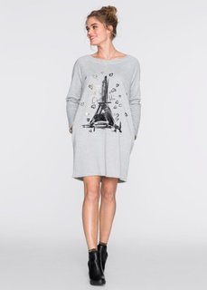 Трикотажное платье (серый меланж) Bonprix