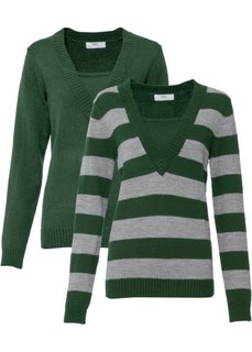 Пуловер (комплект из 2-х изделий) (черный в полоску + черный) Bonprix