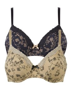 Бюстгальтер (2 шт.), чашка B (бежевый + черный) Bonprix