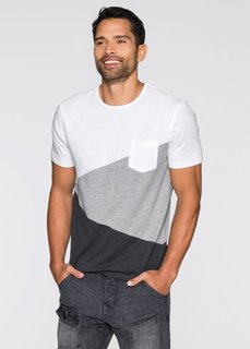 Футболка Slim Fit (белый/серый меланж) Bonprix