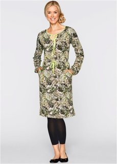 Трикотажное платье с длинным рукавом (новый хаки с узором) Bonprix