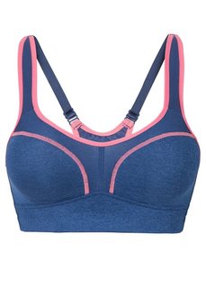Спортивный бюстгальтер Level 2, чашка E (синий меланж/ярко-розовый) Bonprix