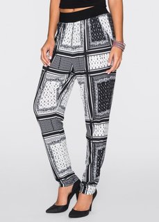 Брюки (черный/белый с рисунком) Bonprix