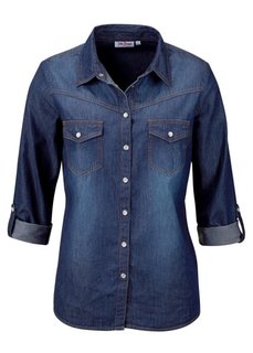 Джинсовая рубашка (синий «потертый») Bonprix