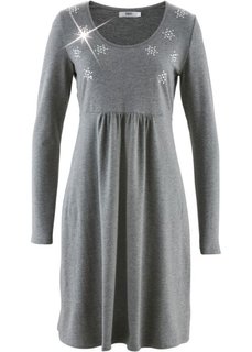 Трикотажное платье со стразами и длинным рукавом (лиловая фиалка) Bonprix