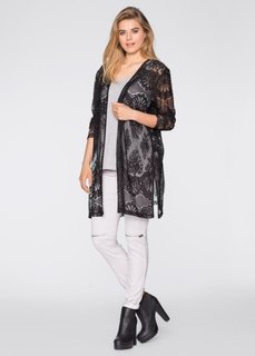Кружевной кардиган (черный) Bonprix
