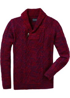 Пуловер Regular Fit с шалевым воротником (черный/шиферно-серый меланж) Bonprix