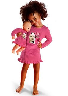 Ночная сорочка + сорочка для куклы (2 изд.) (ярко-розовый) Bonprix