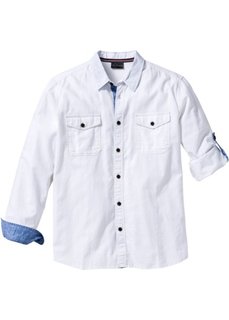 Рубашка Regular Fit с длинным рукавом (синий меланж) Bonprix