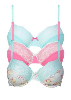 Бюстгальтер (3 шт.), чашка E (с принтом + ярко-розовый/экрю ) Bonprix