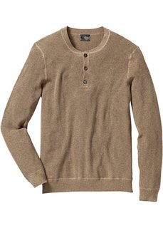 Пуловер Regular Fit на пуговицах (темно-зеленый меланж) Bonprix