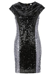 Платье с пайетками (черный/телесный) Bonprix