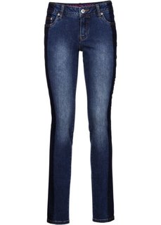 Джинсы Skinny с цветными вставками по бокам (серый деним/черный) Bonprix