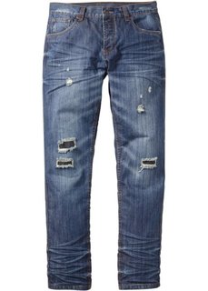 Джинсы Loose Fit Tapered, длина (в дюймах) 34 (синий «потертый») Bonprix
