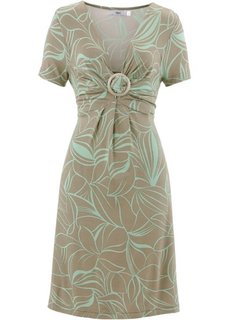 Трикотажное платье с коротким рукавом (темно-коричневый/цвет белой ше) Bonprix