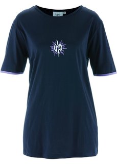 Удлиненная футболка (сиреневый/черный) Bonprix