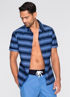 Рубашка Slim Fit с коротким рукавом (синий в полоску) Bonprix
