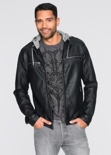 Куртка Regular Fit из искусственной кожи (черный) Bonprix