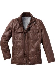 Удлиненная куртка Regular Fit из искусственной кожи (черный) Bonprix