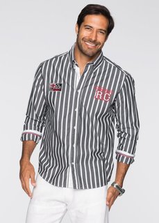 Полосатая рубашка Regular Fit с длинным рукавом (черный/белый в полоску) Bonprix