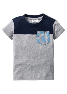 Мода для малышей: футболка + бермуды из биохлопка (2 изд.), Размеры  56/62-104/110 (светло-серый меланж/темно-сини) Bonprix