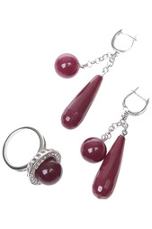 Комплект: кольцо, серьги Happy Garnets