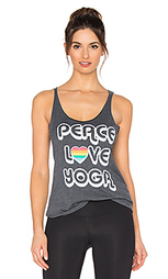 Майка из яркой прозрачной ткани с y-образными шлейками retro peace love yoga - Spiritual Gangster