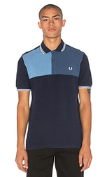 Поло blue colour block chest - Fred Perry