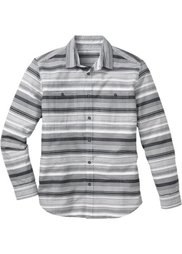 Рубашка Regular Fit с длинным рукавом (цвет белой шерсти/синий джинсо) Bonprix